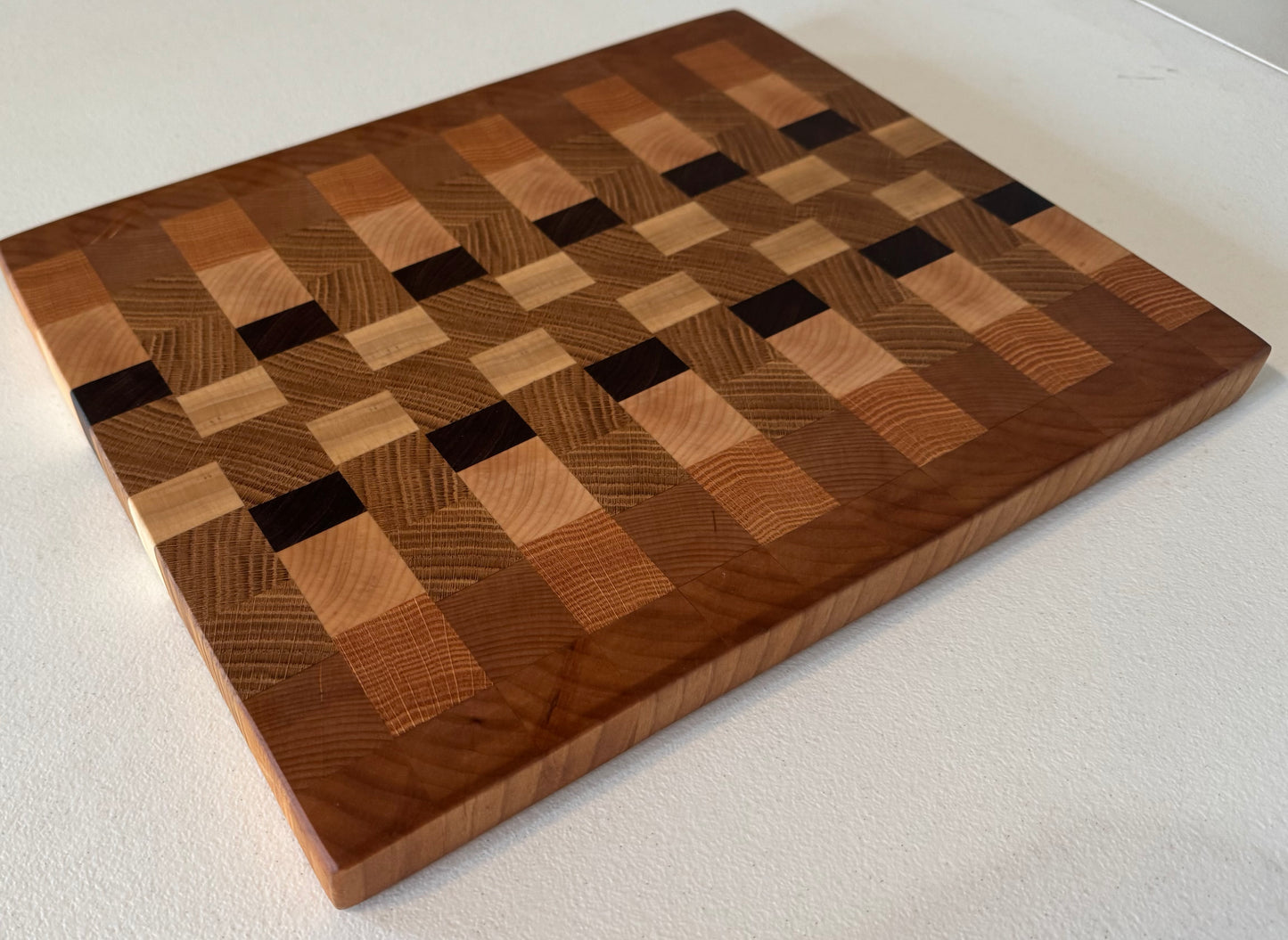 “Handcrafted Maple, Walnut & Oak End Grain Cutting Board – Durable, Elegant, and Built to Last”