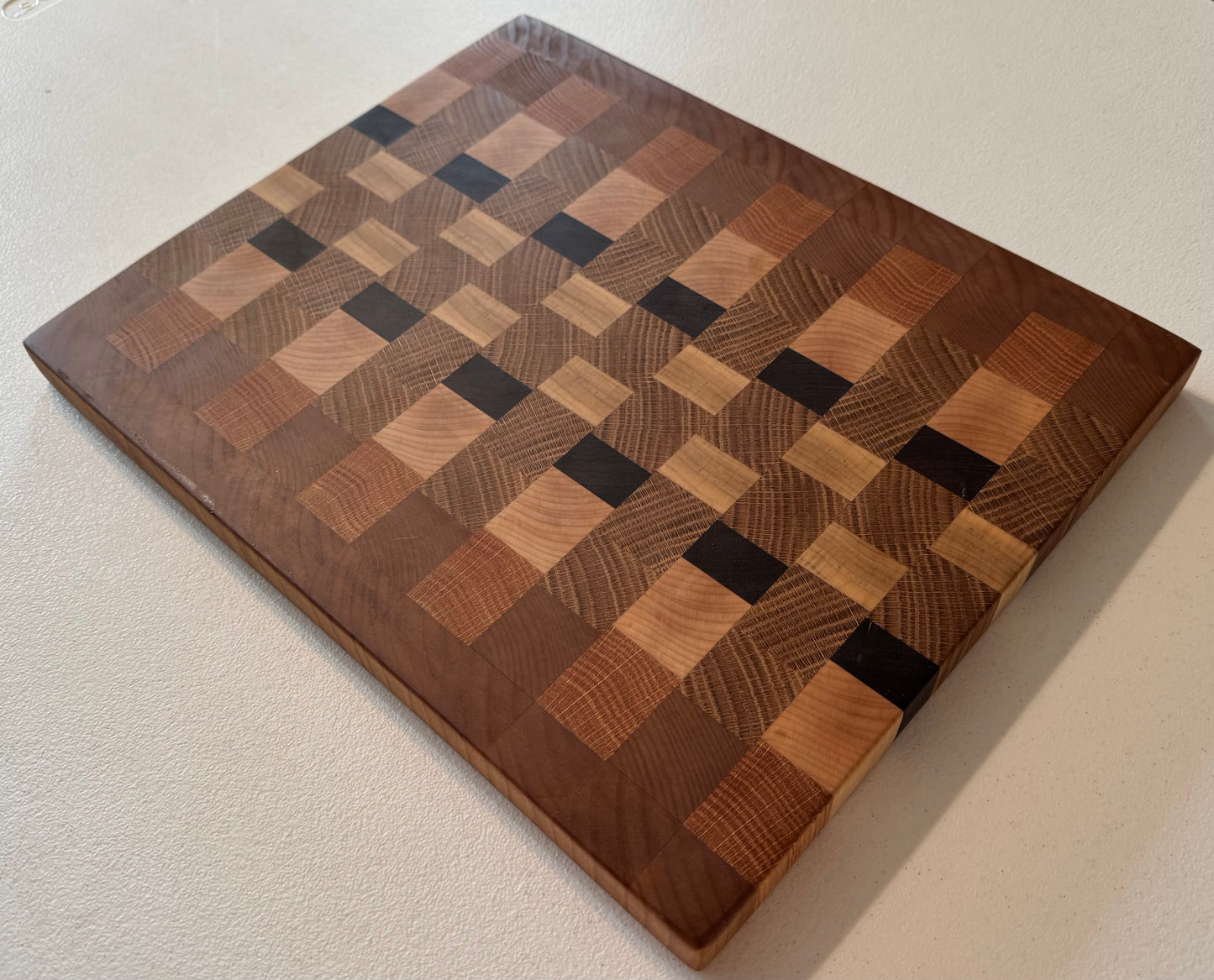 “Handcrafted Maple, Walnut & Oak End Grain Cutting Board – Durable, Elegant, and Built to Last”