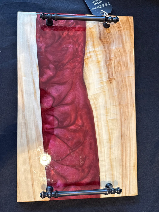 Handmade Red Epoxy River Charcuterie Board
