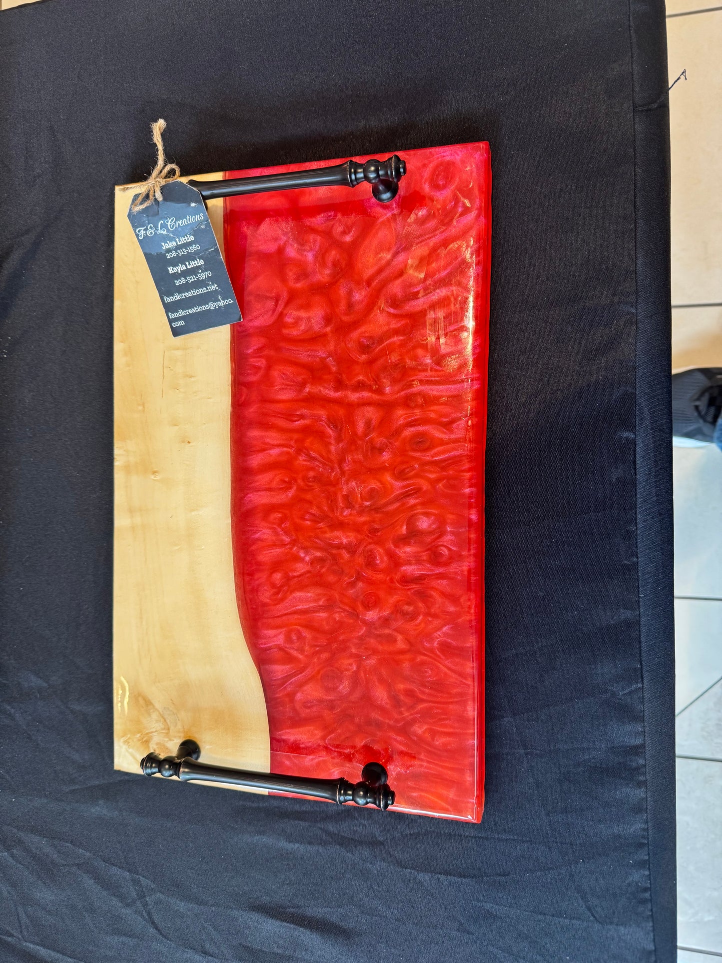 Maple and Crimson Epoxy Charcuterie