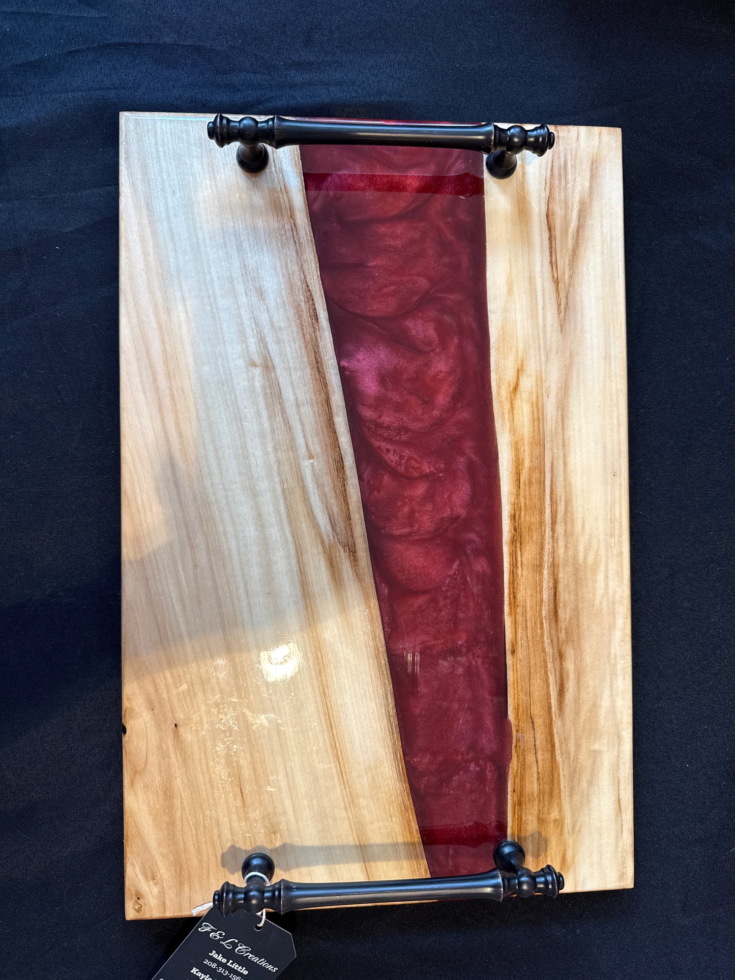 Handmade Red Epoxy River Charcuterie Board