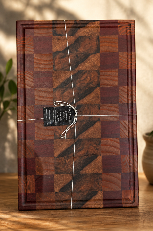 End Grain Black Limba, Russian Olive & Padauk Cutting Board