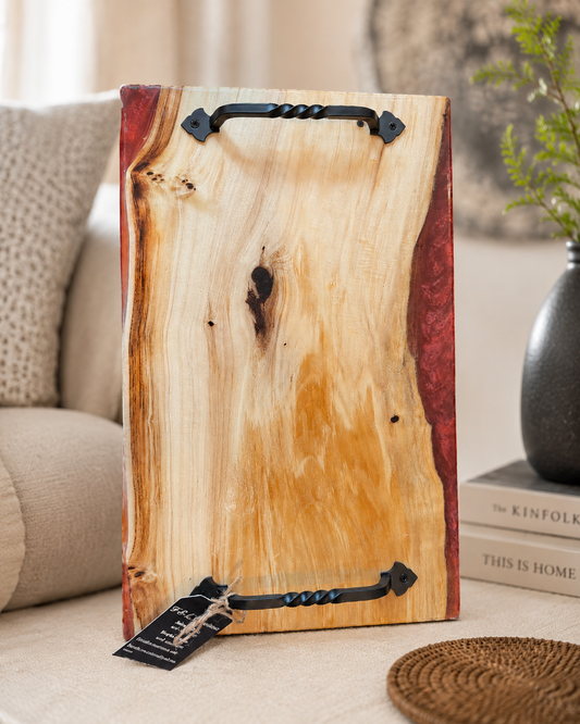Handmade Red Epoxy Edge Charcuterie Board