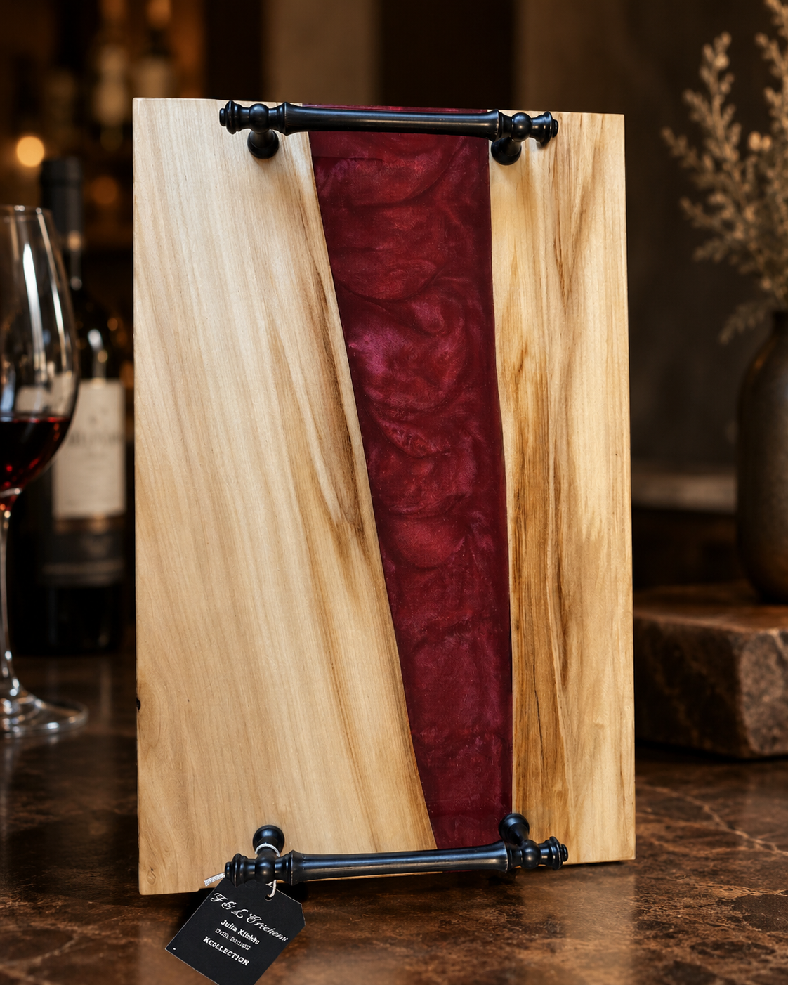 Handmade Red Epoxy River Charcuterie Board