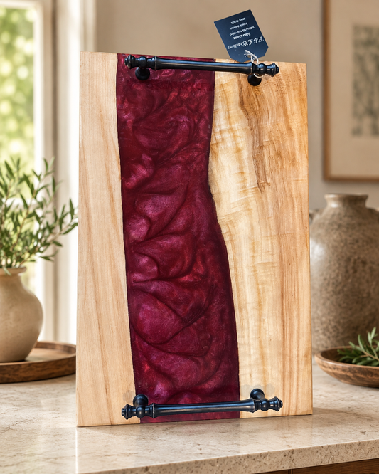 Handmade Red Epoxy River Charcuterie Board