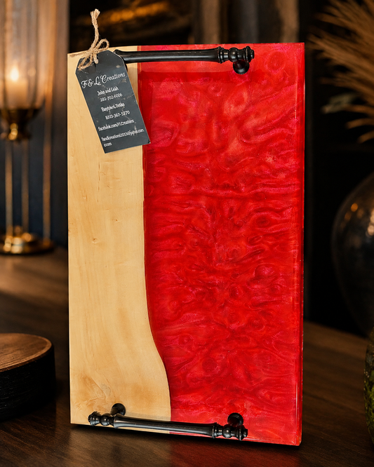 Maple and Crimson Epoxy Charcuterie