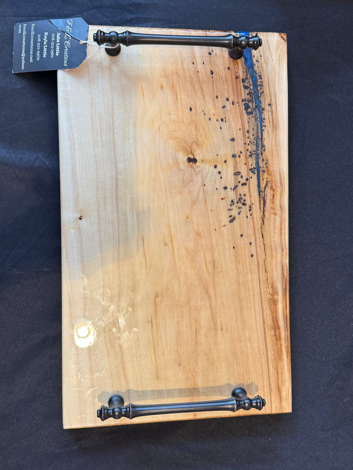 Handmade Blue Epoxy Accent Charcuterie Board