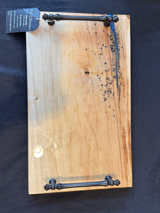 Handmade Blue Epoxy Accent Charcuterie Board