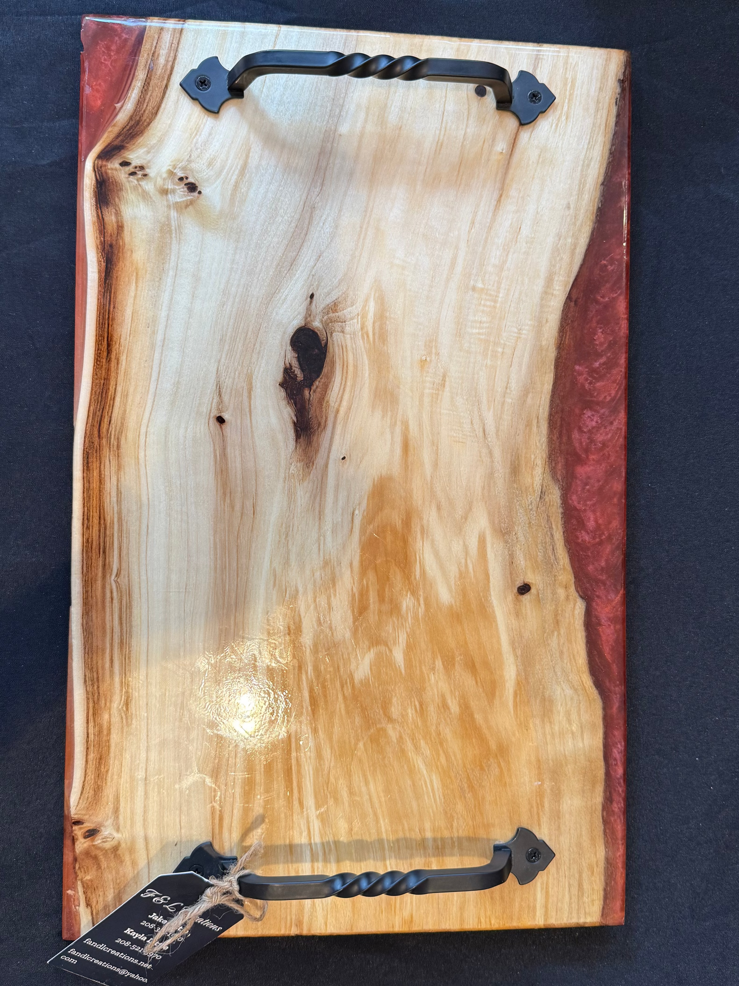Handmade Red Epoxy Edge Charcuterie Board