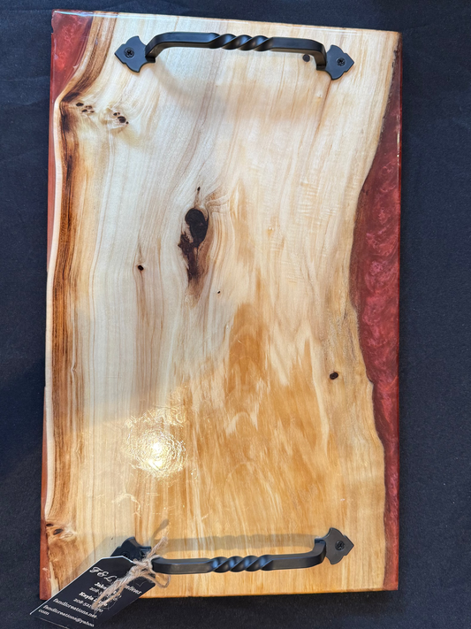 Handmade Red Epoxy Edge Charcuterie Board