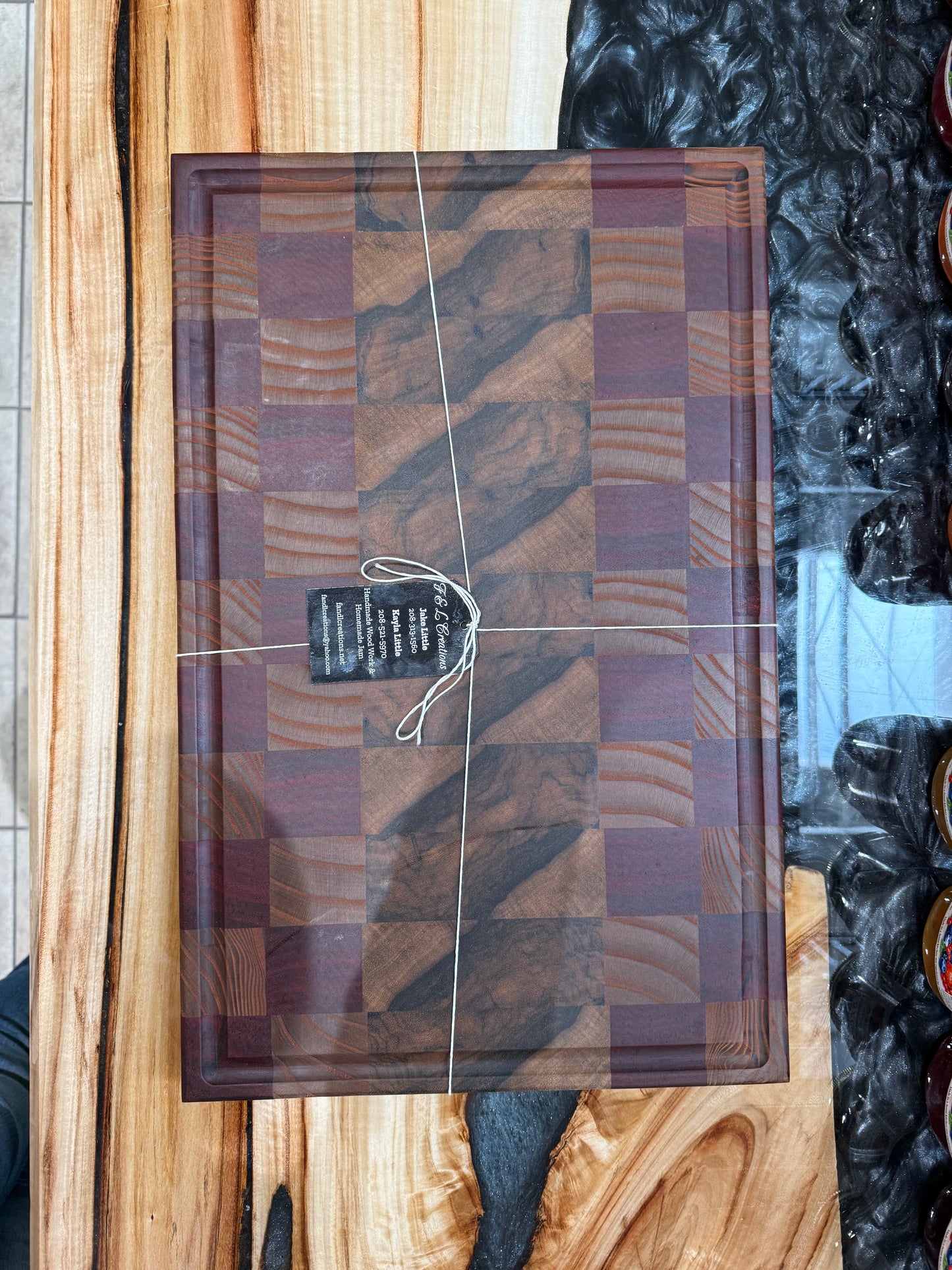 End Grain Black Limba, Russian Olive & Padauk Cutting Board
